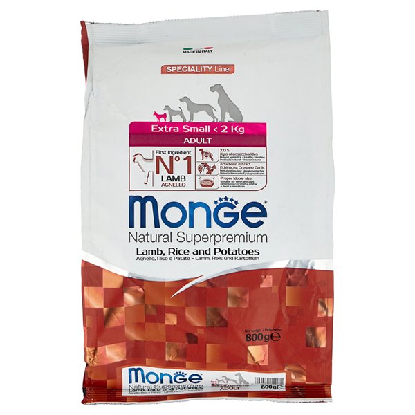 Сухой корм для собак карликовых пород Monge Daily Line Extra Small ягненком рисом и картофелем 800 гр