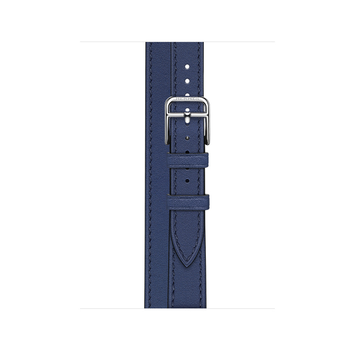Ремешок Apple Watch Hermès Bleu Saphir Swift Leather Attelage Double Tour из кожи (для корпуса 40/41 мм)