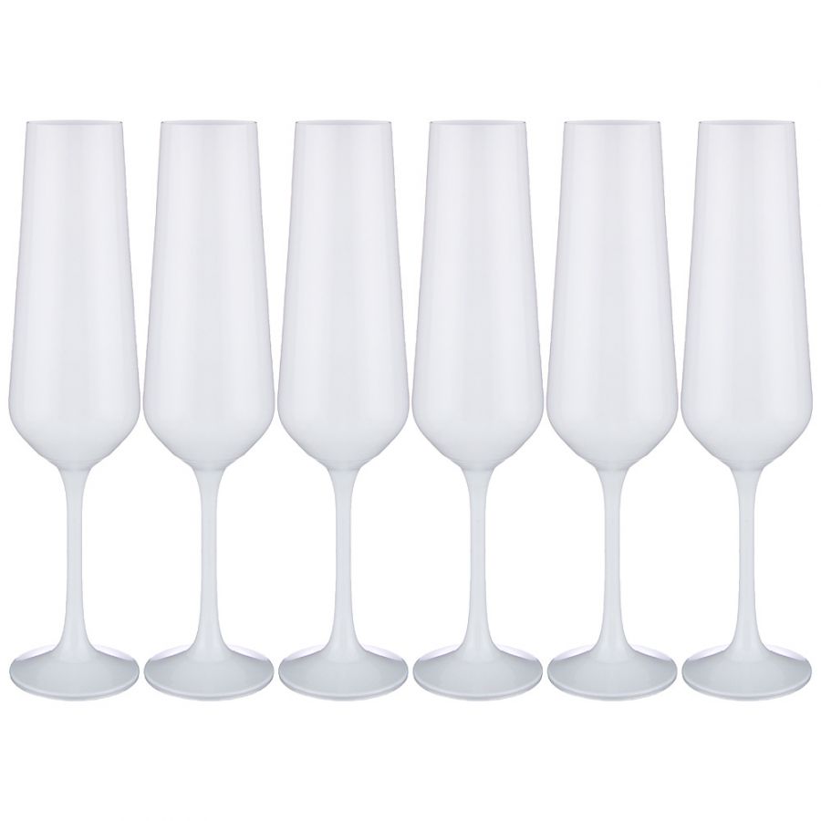 Набор бокалов для шампанского "Sandra Sprayed White" 6 шт. 200 мл., h=24 см.