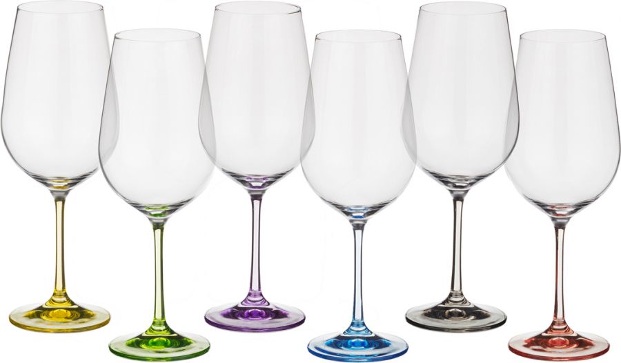 Набор бокалов для вина из 6 шт. "Rainbow" 350 мл, h=22 см
