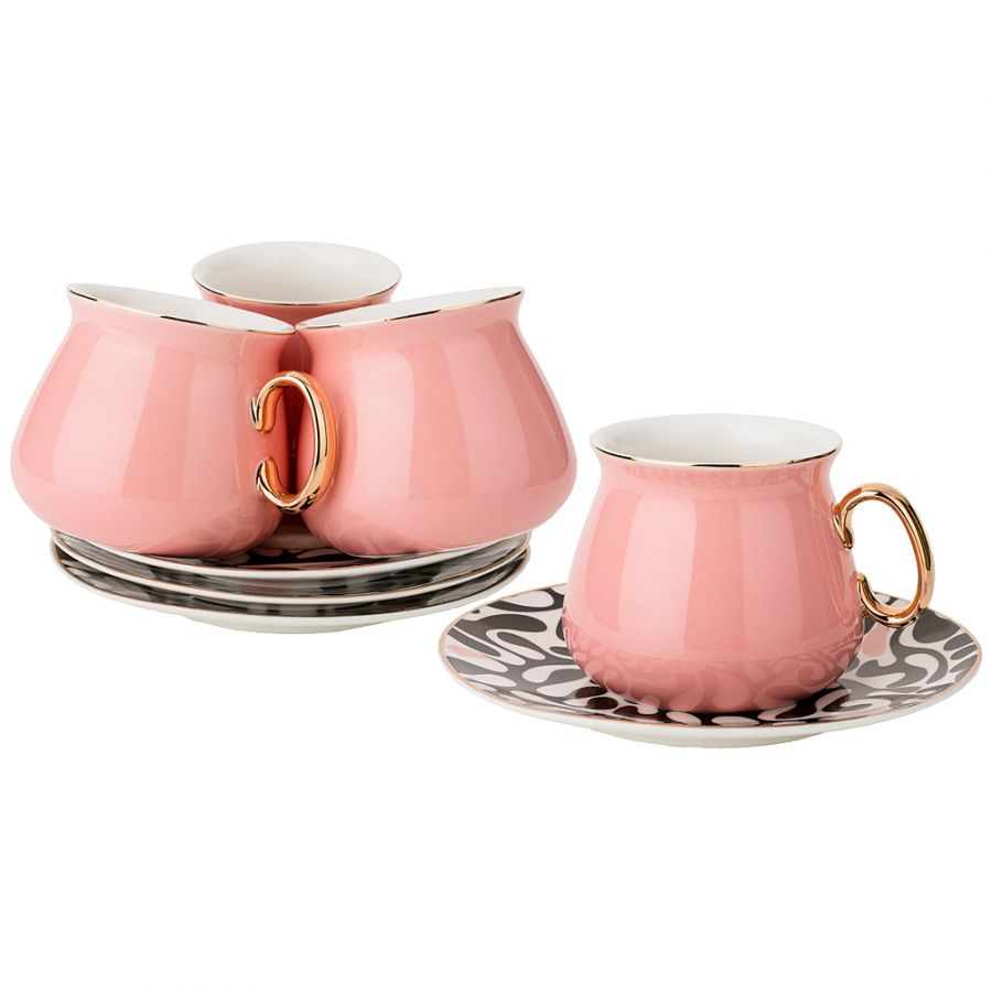 Чайный набор на 4 персоны, 8 пр., 220 мл, розовый