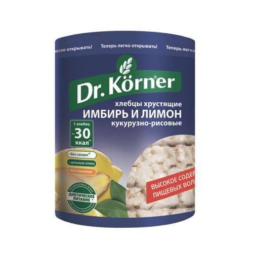 Хлебцы Dr.Korner кукурузно-рисовые, имбирь и лимон