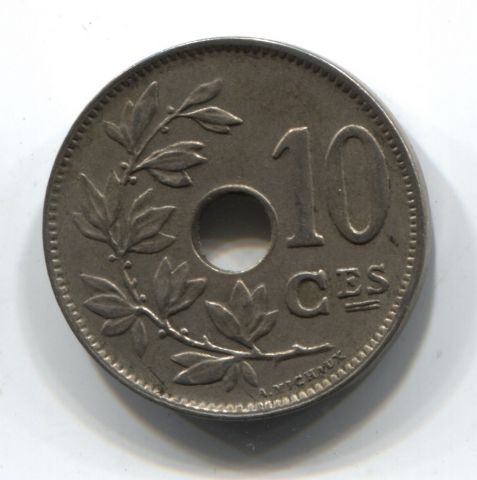 10 сантимов 1927 Бельгия BELGIQUE XF
