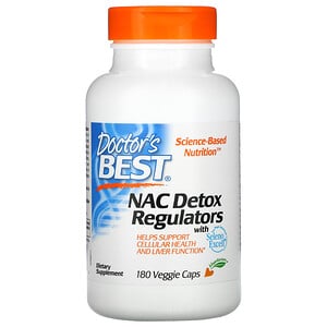 Doctor's Best, N-ацетилцистеин (NAC) для регуляции процесса детоксикации, 600 мг, 180 растительных капсул