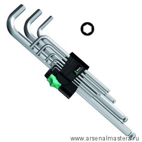 Набор Г-образных ключей для винтов с внутренним шестигранником метрических хромированных WERA 950 PKL/9 SM N 022087