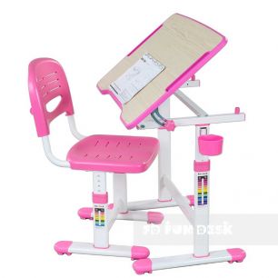 Детская парта растишка и стул FunDesk Piccolino II Pink (Ширина: 660мм / Глубина: 474мм)