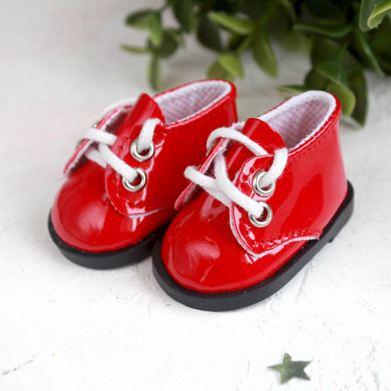 Обувь для кукол - ботиночки лаковые красные 5 см
