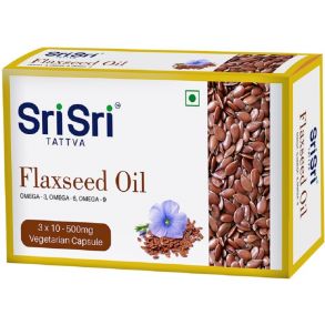 Flaxseed Oil Sri Sri Tattva, 30 вегетарианских капсул, Льняное масло в капсулах.