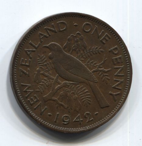 1 пенни 1942 Новая Зеландия редкий год