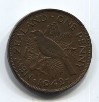 1 пенни 1942 Новая Зеландия