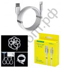Кабель USB 2.0 Aм вилка(папа)--микро B(microUSB) вилка(папа)  1.0м, 2.4A Белый OT-SMM53 магниты