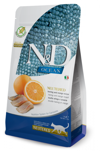 N&D Ocean Herring & Orange Neutered adult (Сельдь и апельсин беззерновой сухой корм для стерилизованных кошек)