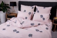 Бязь 2-х спальный с евро [розовый] Розочки постельное белье