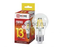 Лампа светодиодная LED-A60-deco 13Вт 230В Е27 3000К 1170Лм прозрачная IN HOME