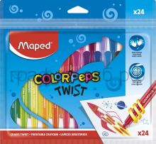 Мелки восковые 24цв.Maped Colorpeps TWIST выкручивающиеся 860624