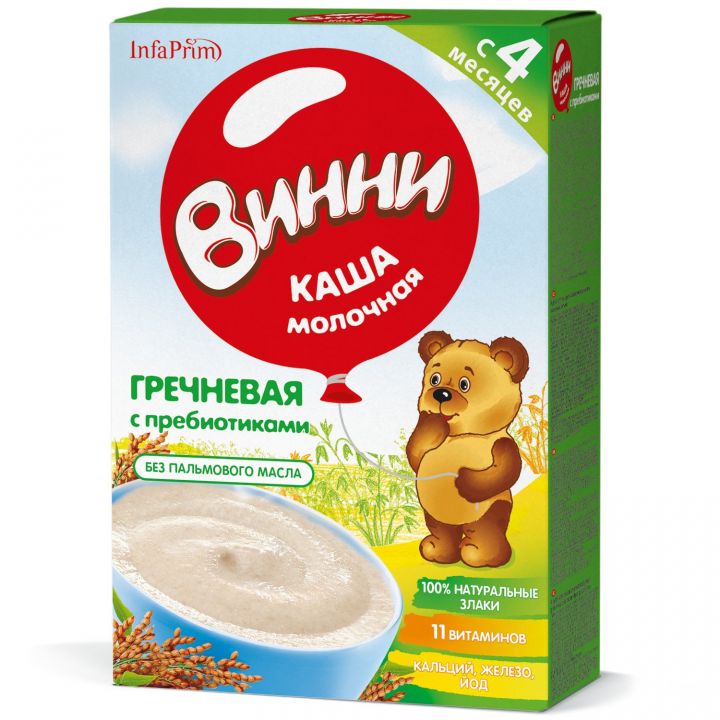 Каша Винни 200г Молочная гречневая с пребиот.д/детей с 4 мес.