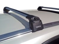 Багажник на крышу Lexus RX 300 (IV, 2015-...), Turtle Air 2, аэродинамические дуги на интегрированные рейлинги (серебристый цвет)