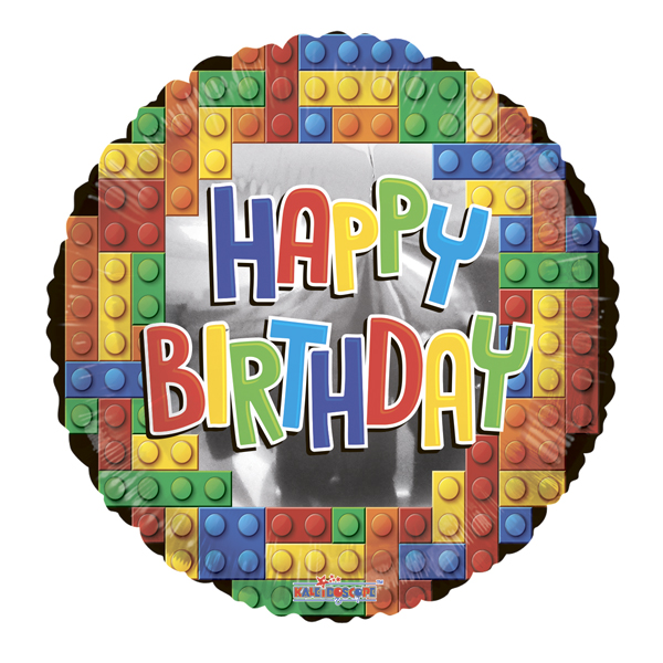 Лего С Днем Рождения фольгированный шар с гелием