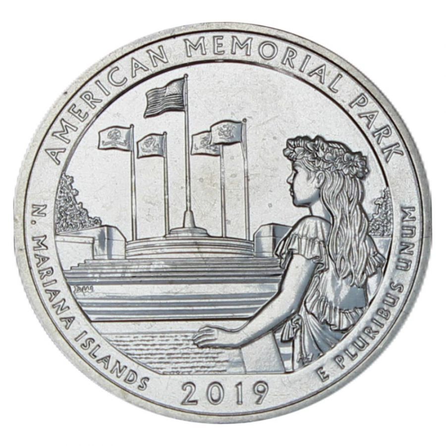 25 центов 2019 США Американский Мемориальный Парк S