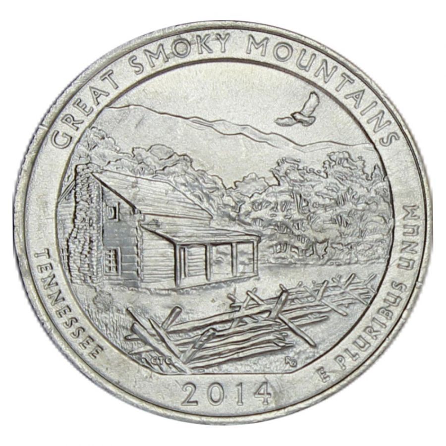 25 центов 2014 США Национальный парк Грейт-Смоки-Маунтинс P