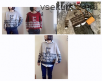 [Вяжи.ру] Пуловер с оригинальным жаккардом BOOKSHELF (Томоми Йошимото)