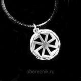 Славянский оберег Коловрат. Нержавеющий металл Черный шнурок 1 мм с застежкой карабин