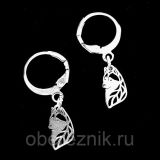 Стальные серьги кольца "Волки" (13х7мм).