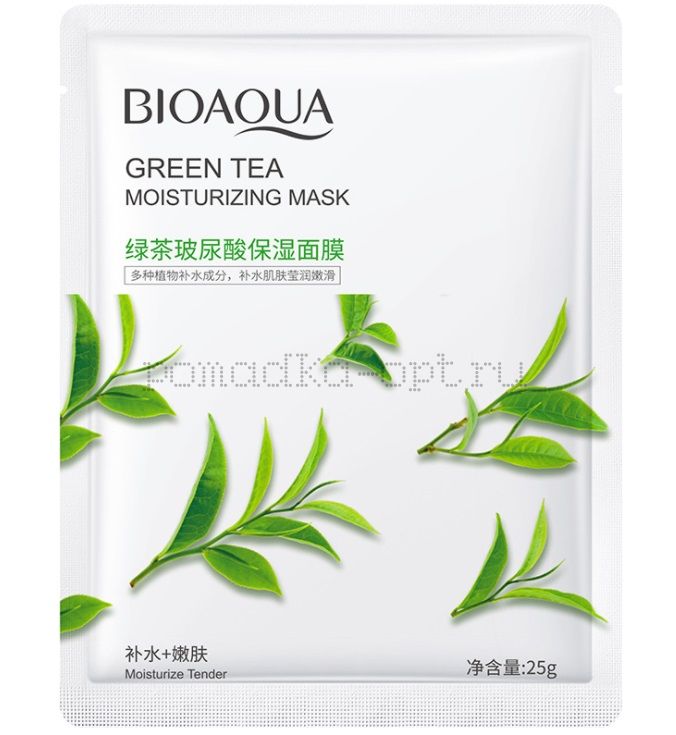 Оригинал BIOAQUA Маска Тканевая с гиалуроновой кислотой и зеленым чаем