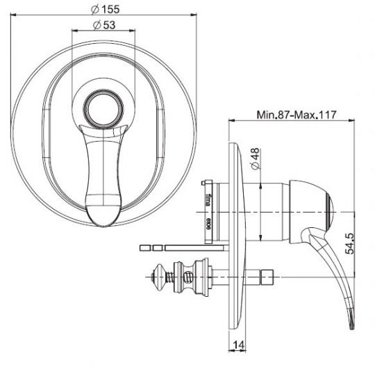 Смеситель для ванны/душа Fima - carlo frattini Lamp/Bell с переключателем на 2 потребителя F3369X2CR ФОТО