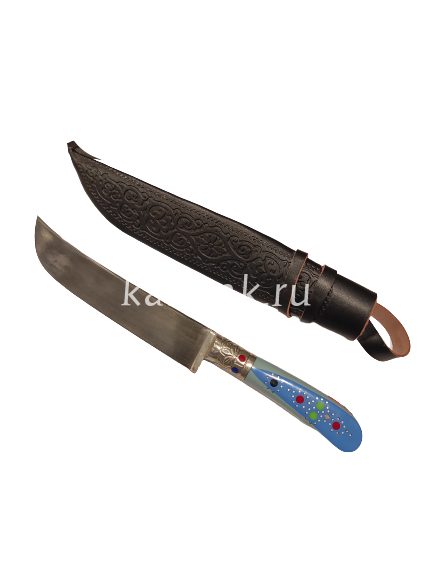 Пчак Узбекский нож, ручка пластик синяя, шх-15