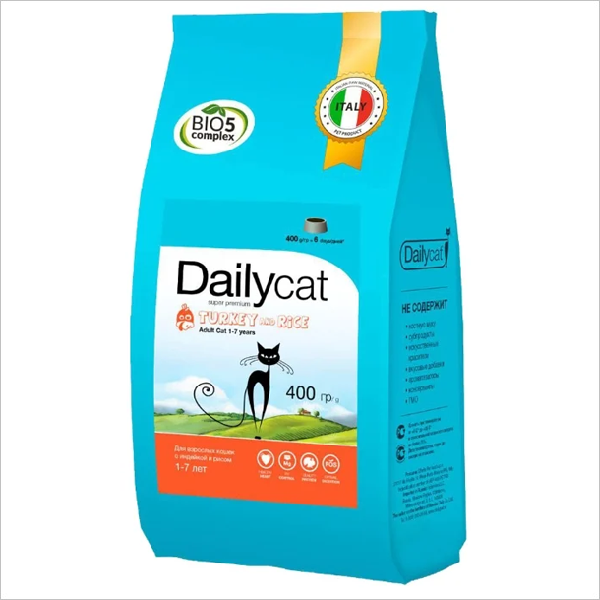 Сухой корм для стерилизованных кошек DailyCat Adult Steri Lite Turkey & Rice с индейкой и рисом