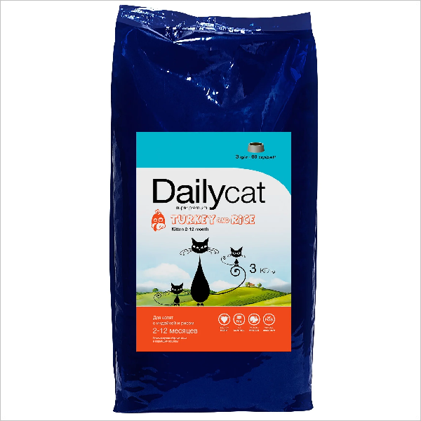 Сухой корм для котят DailyCat Kitten Turkey & Rice с индейкой и рисом 3 кг