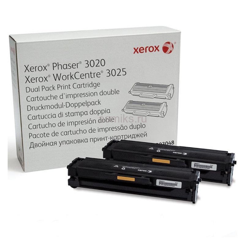Тонер-картридж Xerox Phaser 3020/WorkCentre 3025 Лазерный Черный 1500стр (2шт.), 106R03048
