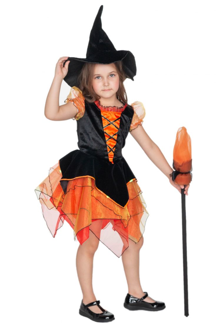 Детская оранжевая метла ведьмочки