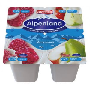 Продукт йогуртный ALPENLAND 95гр 2,5% Малина/яблоко/груша