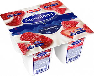 Продукт йогуртный ALPENLAND 95гр 7,5% Малина/клубника