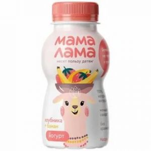 Йогурт питьевой МАМА ЛАМА 200гр 2,5% Клубника/банан