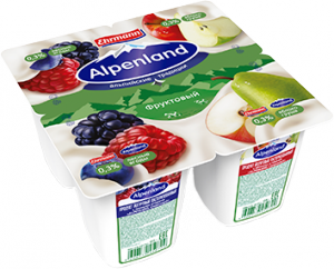 Продукт йогуртный ALPENLAND 95гр 0,3% Лесные ягоды/яблоко/груша