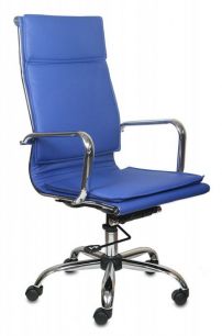 Кресло руководителя Бюрократ CH-993 синий искусственная кожа крестовина металл хром