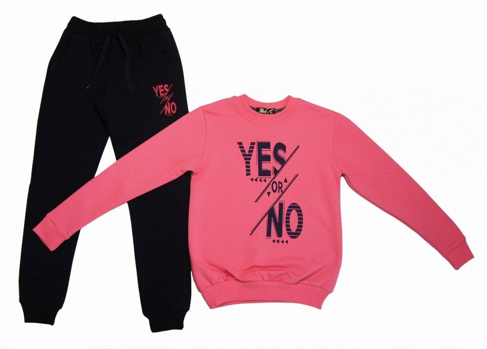 Спортивный комплект "YES or NOT" для девочки: свитшот, брюки 13-16 (розовый)