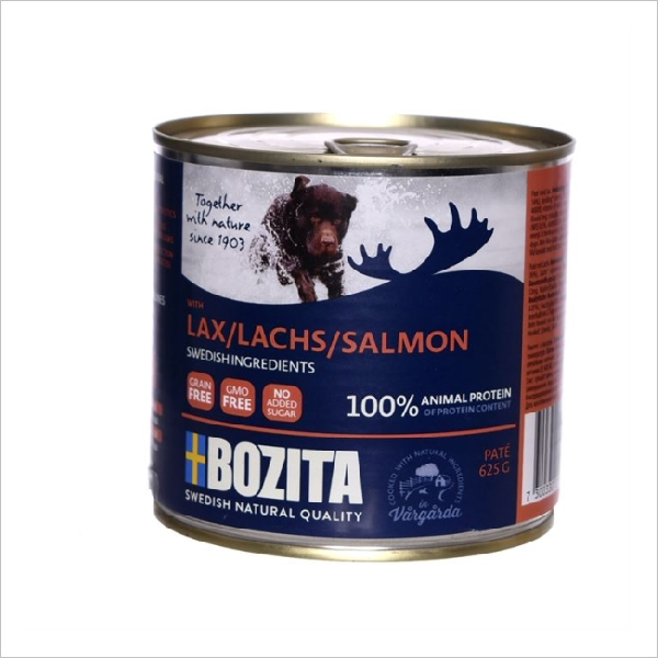 Влажный корм для собак всех пород Bozita Super Premium мясной паштет c лососем
