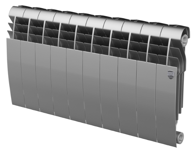 Радиатор биметаллический Royal Thermo BiLiner 350 Silver Satin – 10 секций, 12 м2, боковое подключение
