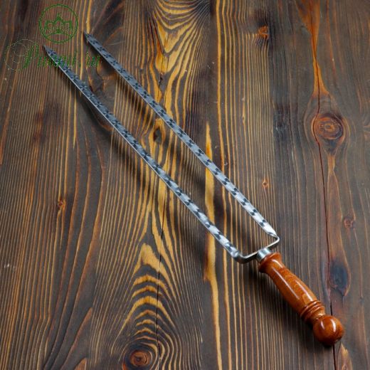 Двойной вилка-шампур с деревянной ручкой, 50 см