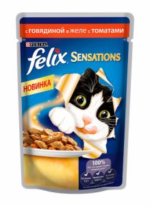 Корм для кошек FELIX Sensations 85г Говядина и томат