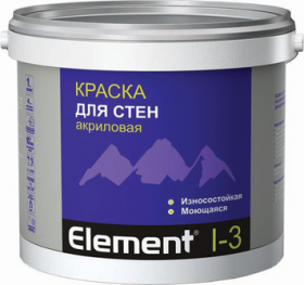 Краска для Стен Акриловая Alpa Element I-3 2л Белая, Износостойкая, Моющаяся / Альпа Элемент И-3