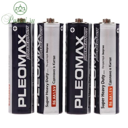 Батарейка солевая Pleomax Super Heavy Duty, AA, R6-4S, 1.5В, спайка, 4 шт.