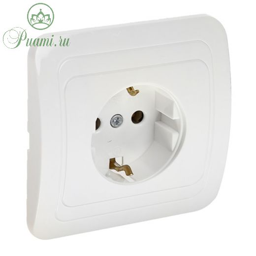 Розетка одноместная Luazon Lighting "ЕКБ", 16 А, с з/к, белая