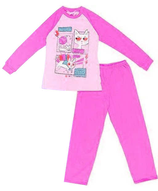 Розовая пижама для девочки Кот-проказник