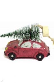 Новогоднее подвесное украшение Красная машина с елкой