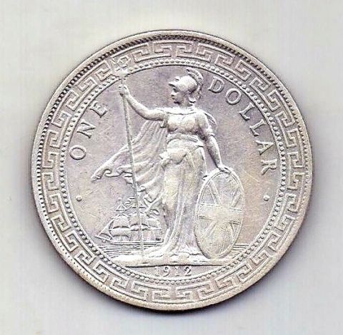 1 торговый доллар 1912 Великобритания AUNC Редкий год